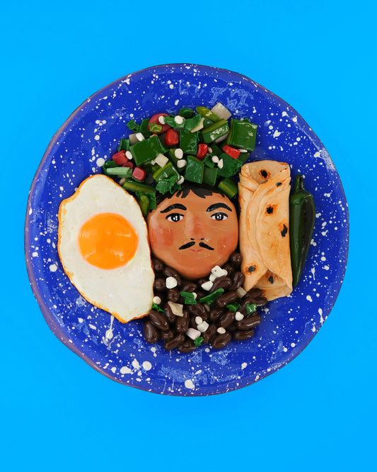 Nopales with a Fried Egg and Beans with a Side of Flour Tortillas